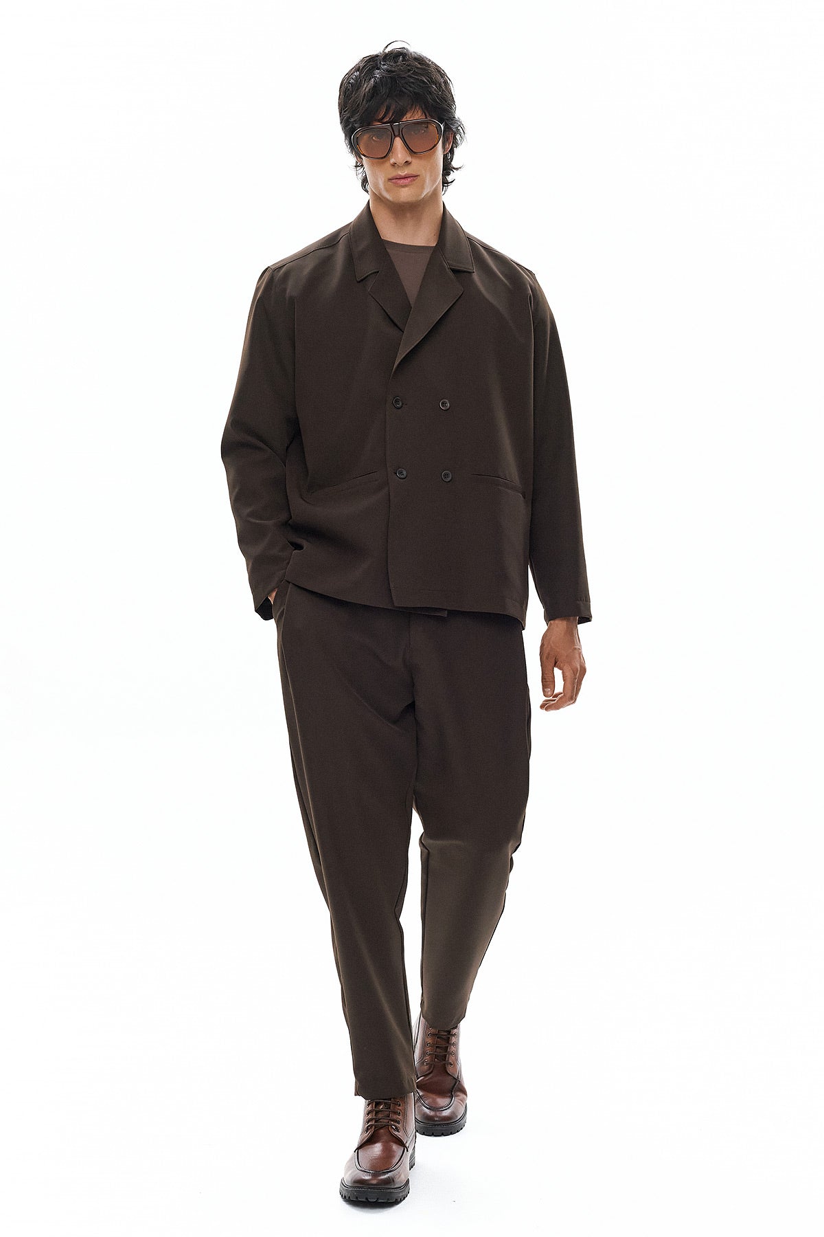 KAGE Double-Breasted Jacket - Brown - GEKKOU