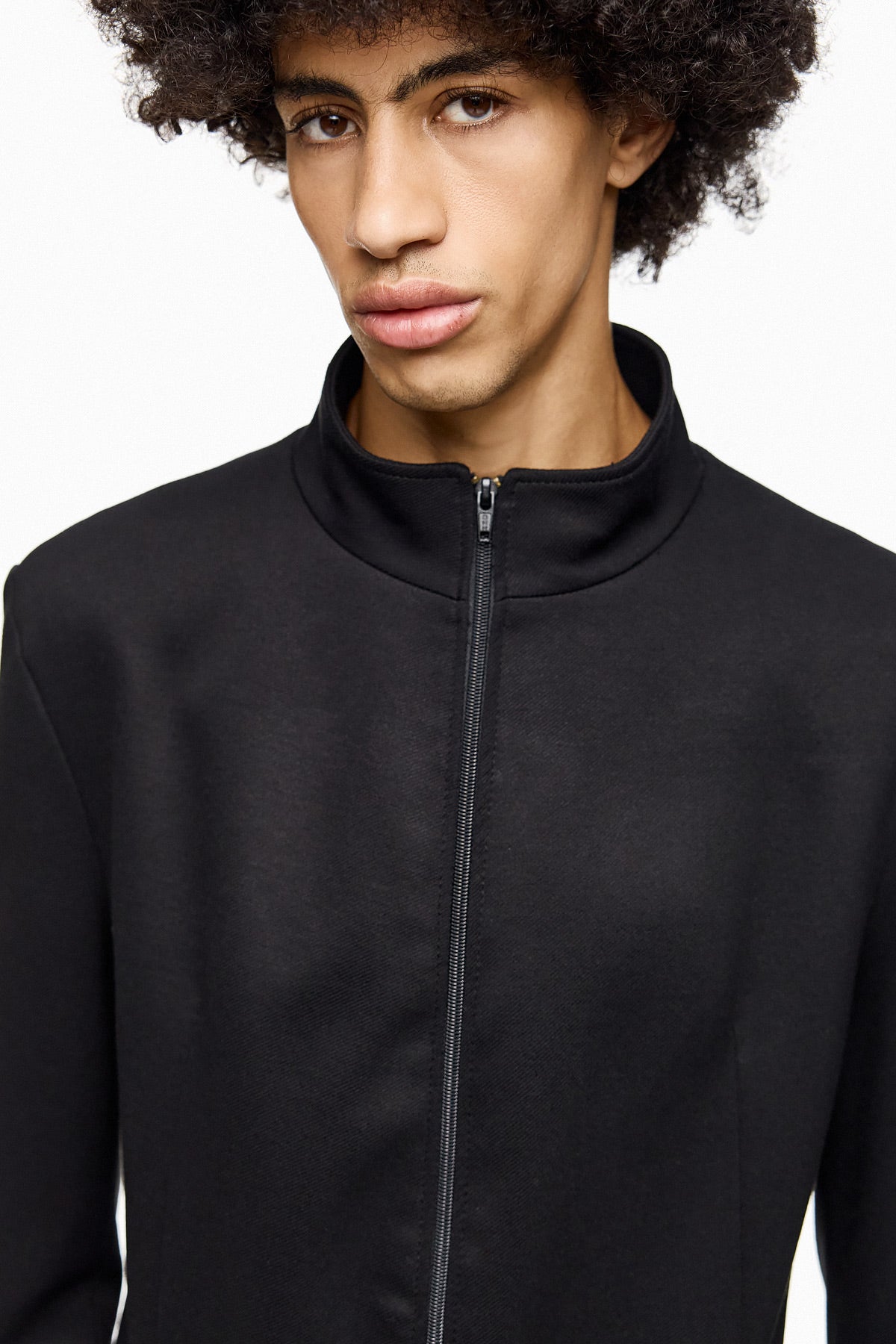 Zip-Front Tailored Blazer – Black