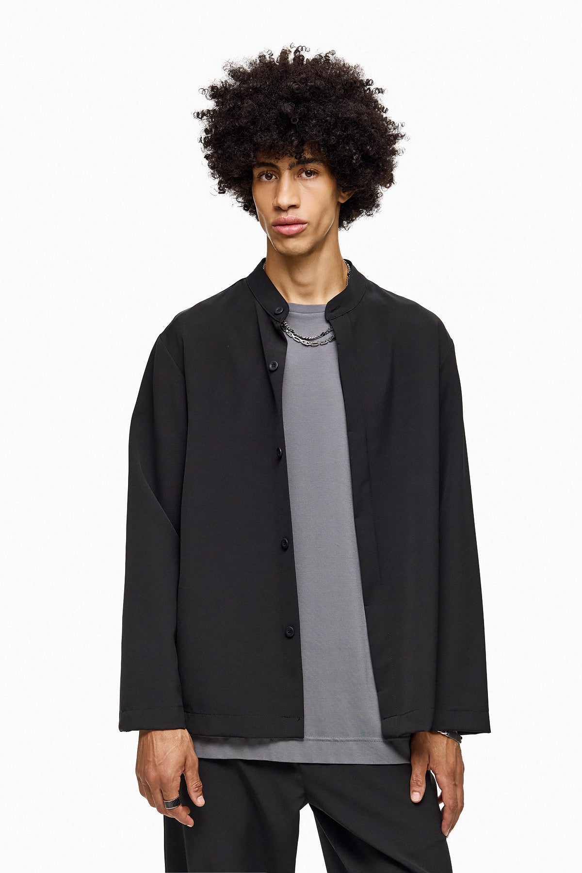 Minimal Mandarin-Collar Shirt DAIZEN