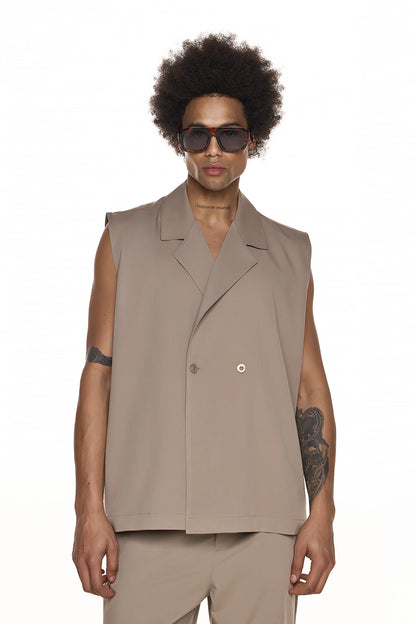Sleeveless Double-Breasted Vest – ATSUSHI