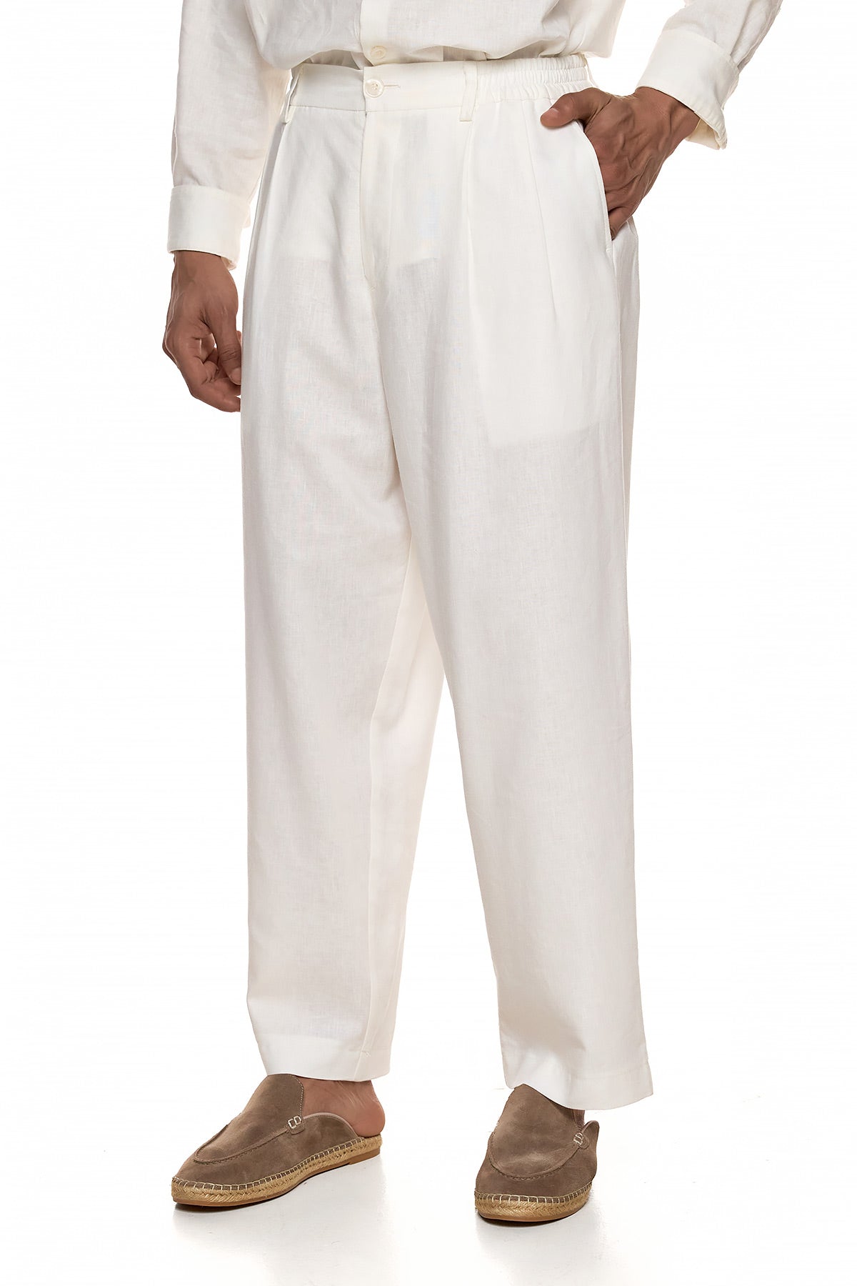 Relaxed Linen Tailored Trousers - SUNA