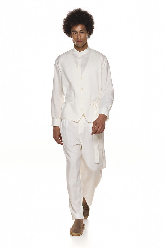 Relaxed Linen Tailored Trousers - SUNA