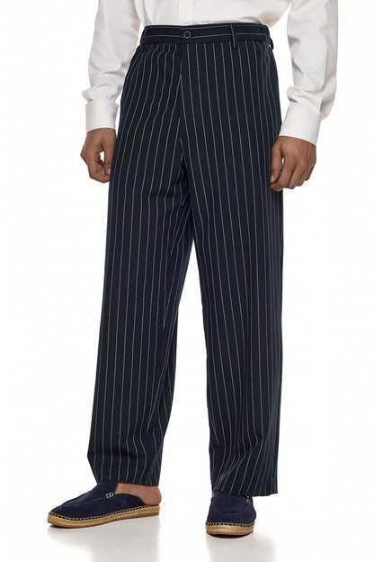 Pinstripe Tailored Relaxed Trousers - HARU