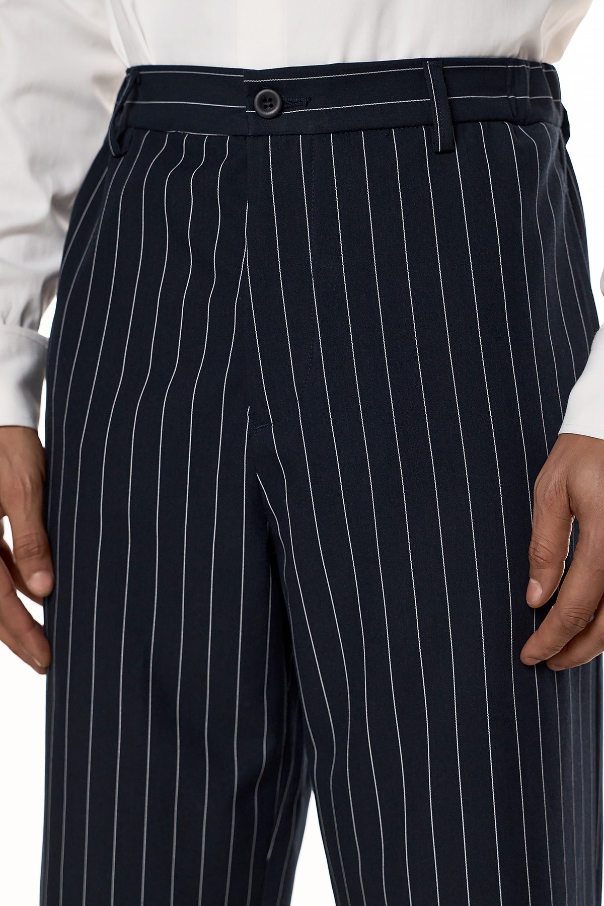 Pinstripe Tailored Relaxed Trousers - HARU