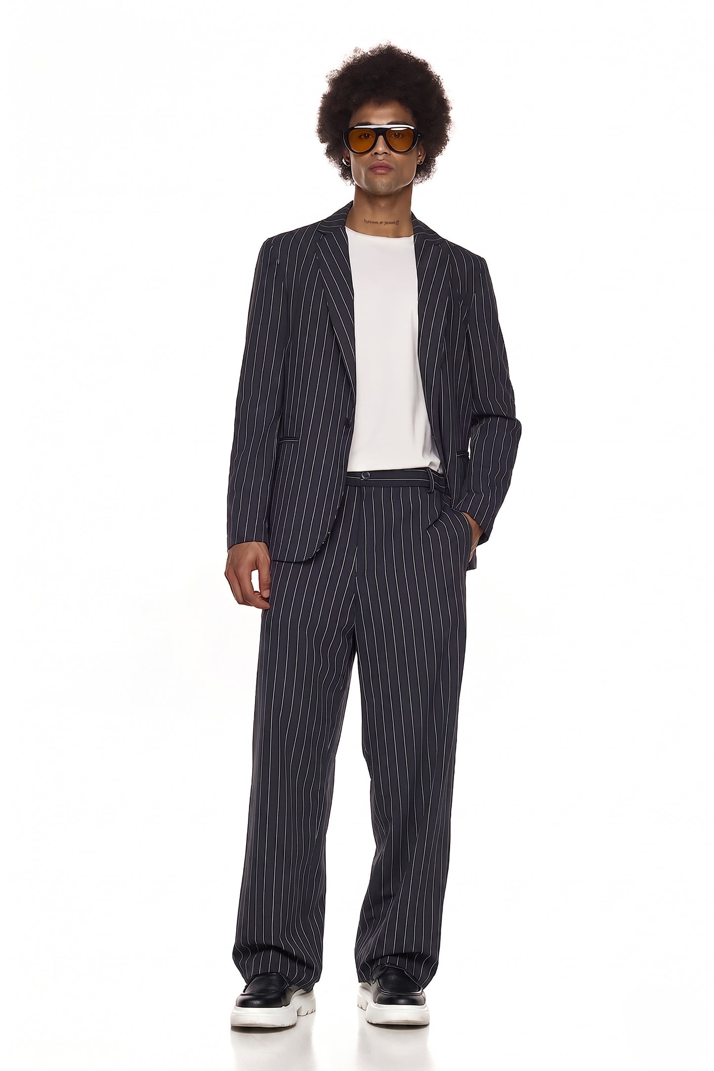 Pinstripe Tailored Relaxed Trousers - HARU