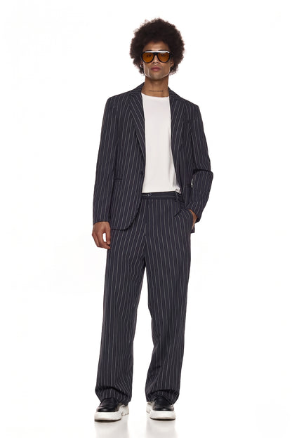 Pinstripe Tailored Relaxed Trousers - HARU