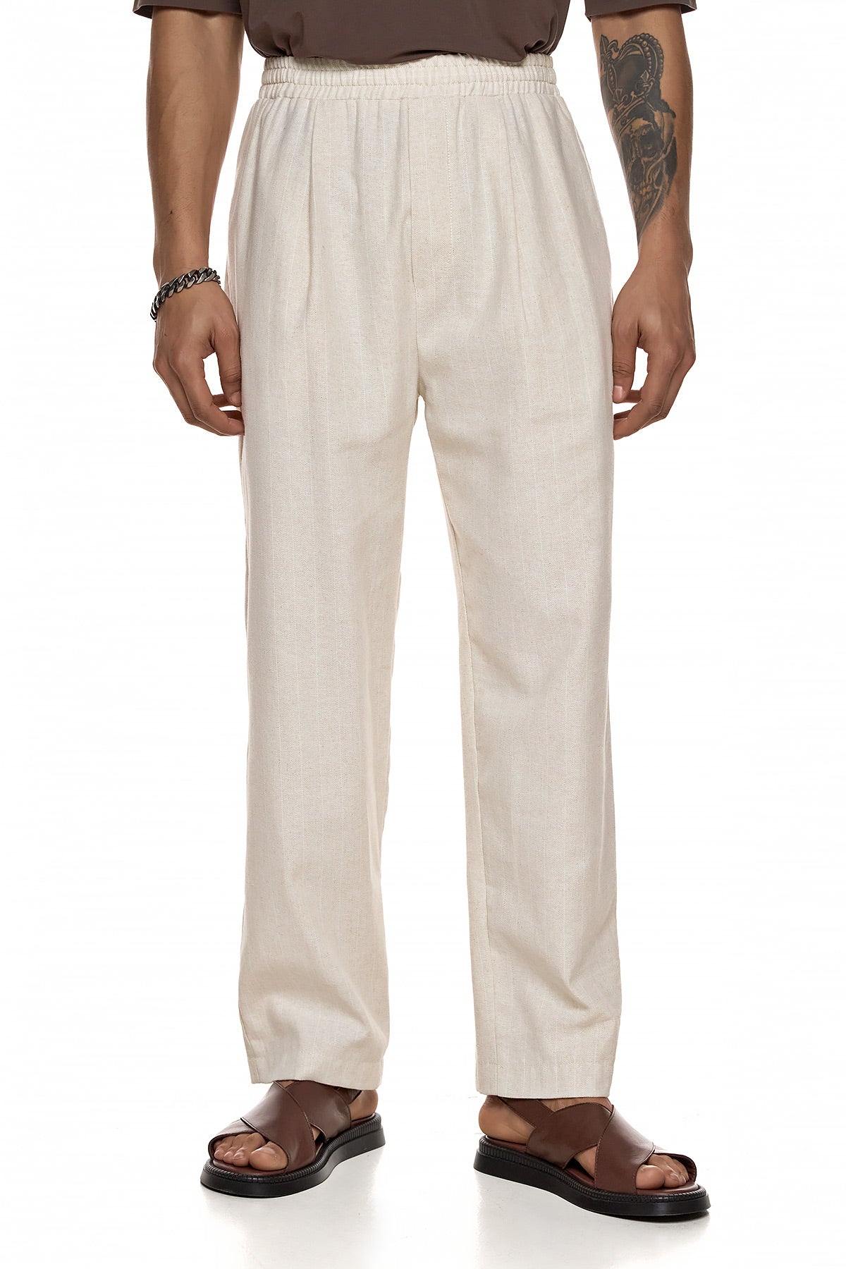 Textured Elastic-Waist Trousers - YASUMI