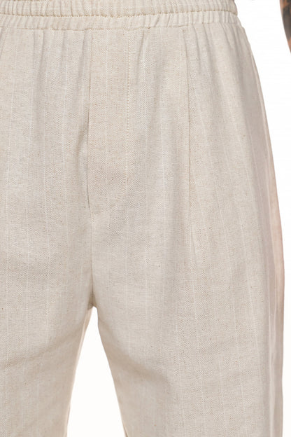 Textured Elastic-Waist Trousers - YASUMI