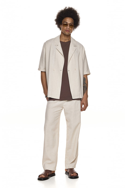 Textured Elastic-Waist Trousers - YASUMI