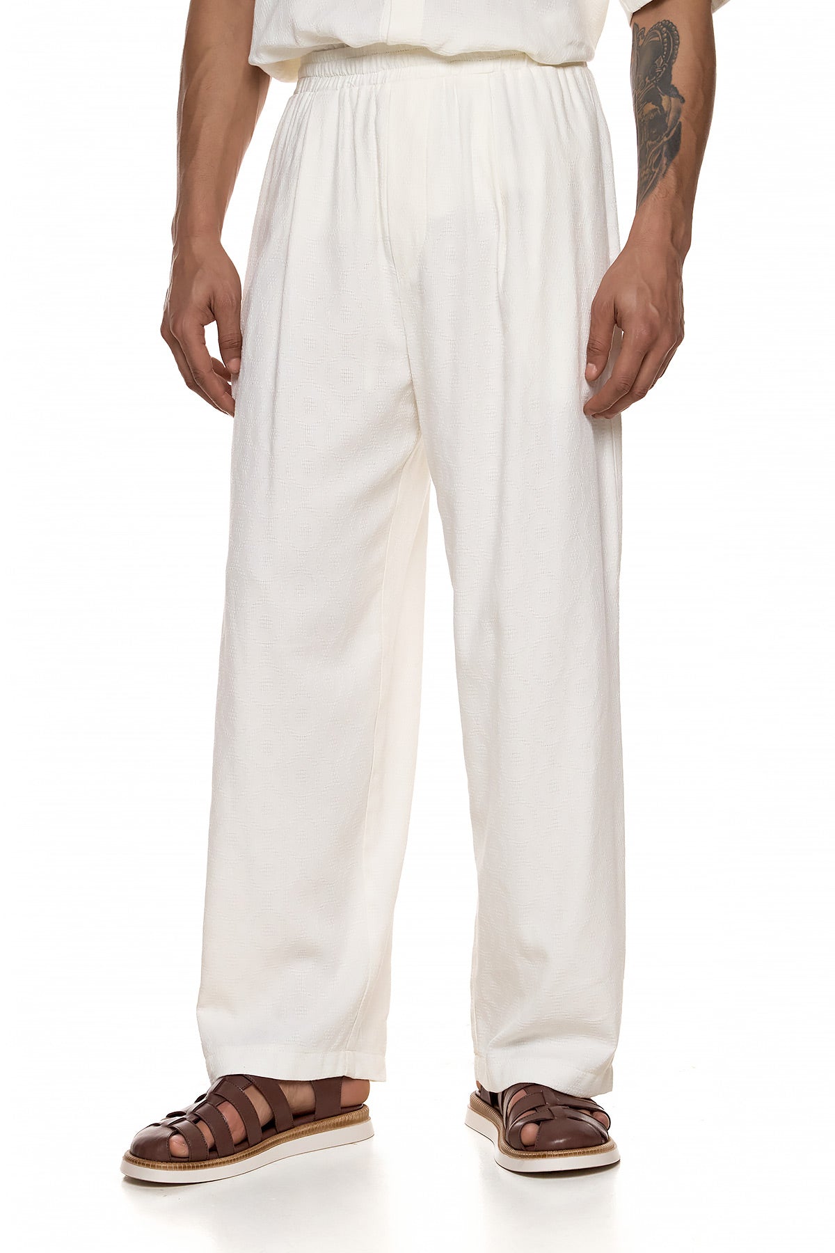 Textured Elastic-Waist Trousers – GOJOU