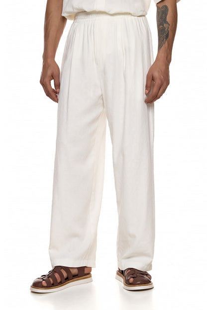 Textured Elastic-Waist Trousers – GOJOU