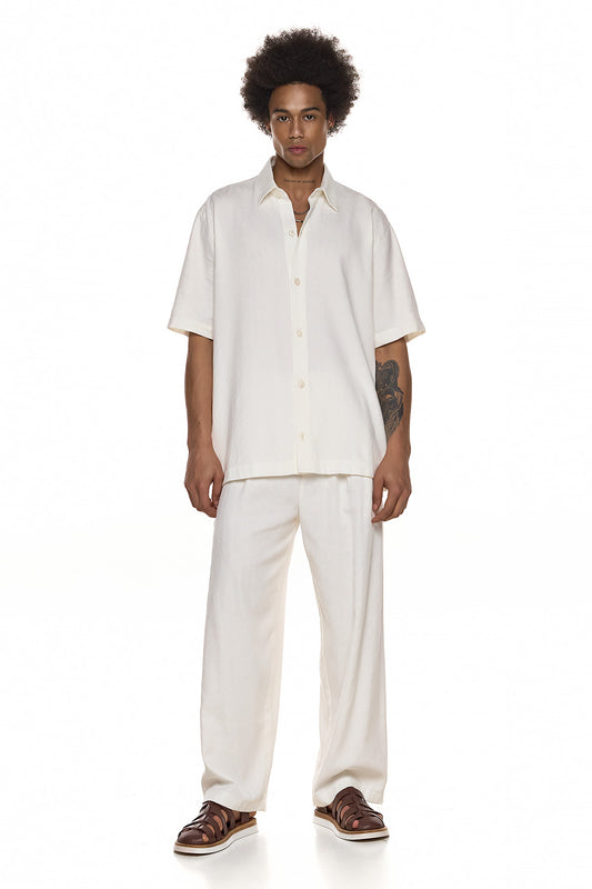 Textured Elastic-Waist Trousers – GOJOU