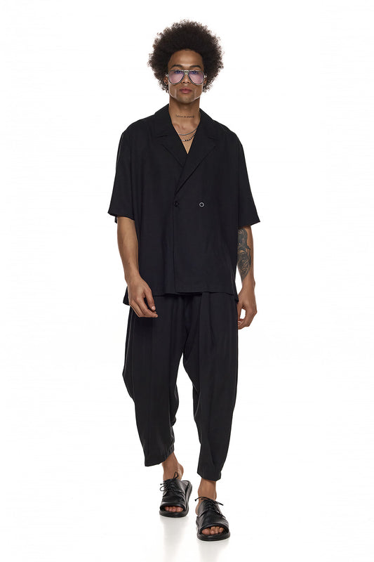 Relaxed Pleated Trousers with Drawstring – AMIDA