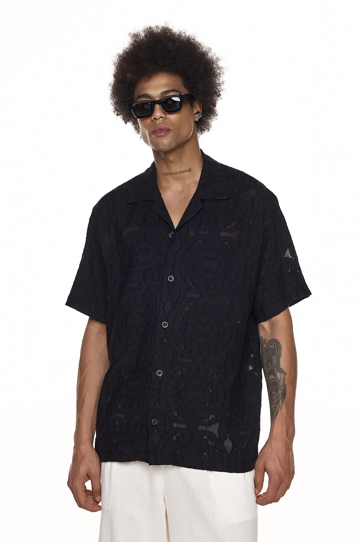 Short Sleeve Jacquard Shirt - KODO