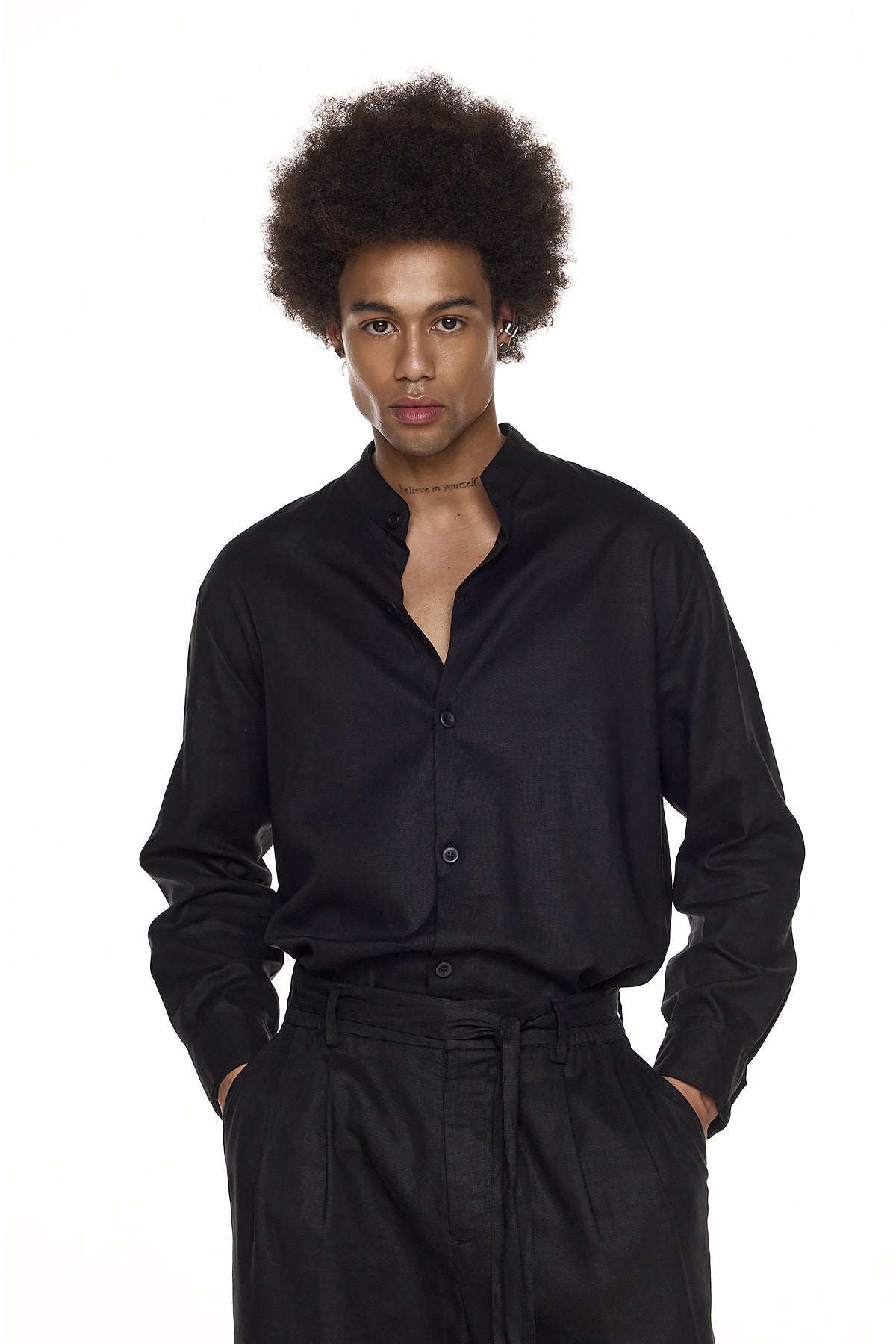 Mandarin Linen Shirt - SUNA