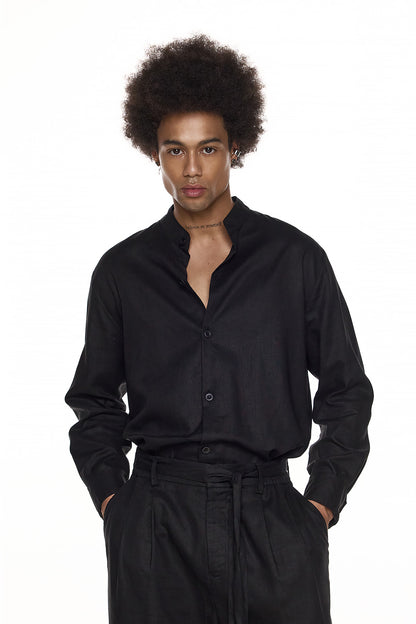 Mandarin Linen Shirt - SUNA