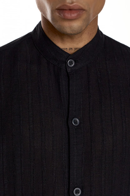 Band Collar Shirt – Black - EIZO