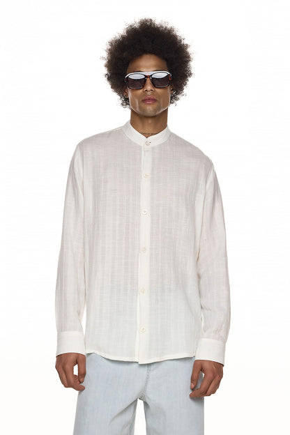 Band Collar Shirt – White - EIZO