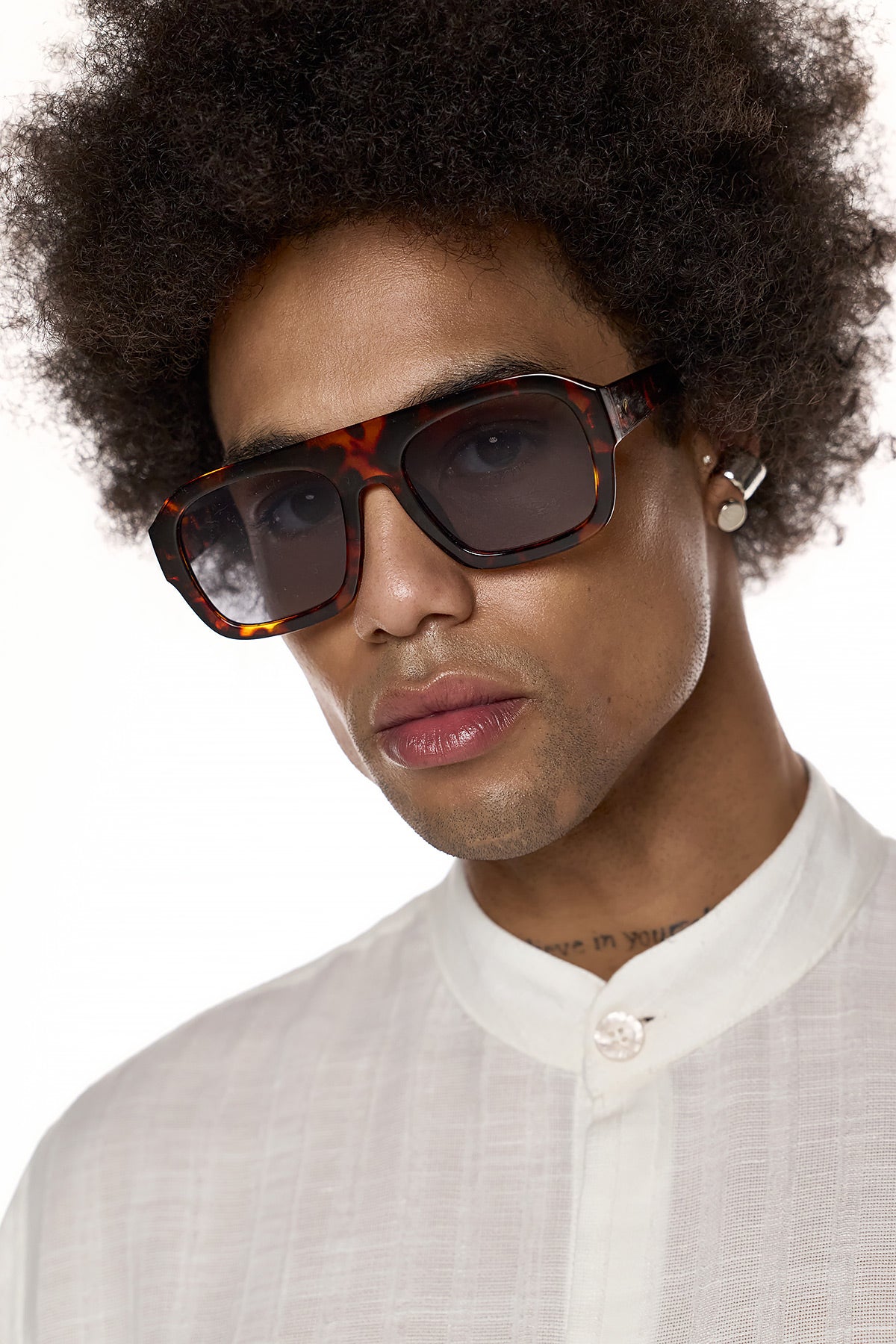 Band Collar Shirt – White - EIZO