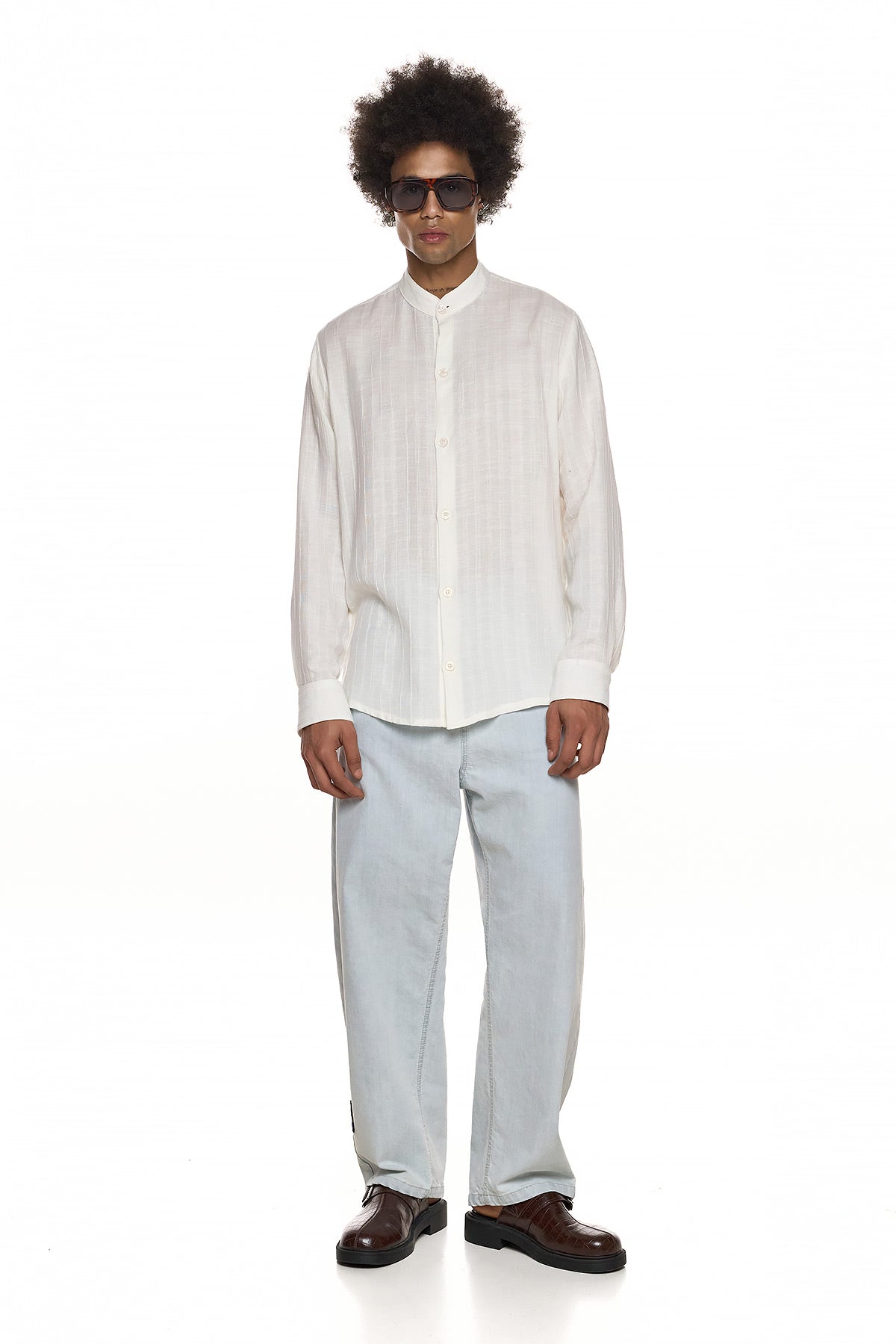 Band Collar Shirt – White - EIZO