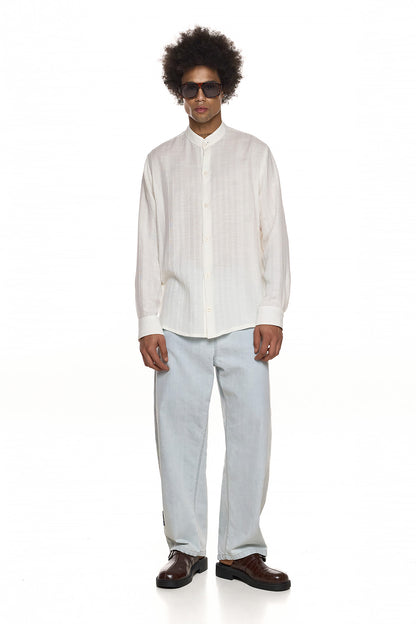 Band Collar Shirt – White - EIZO