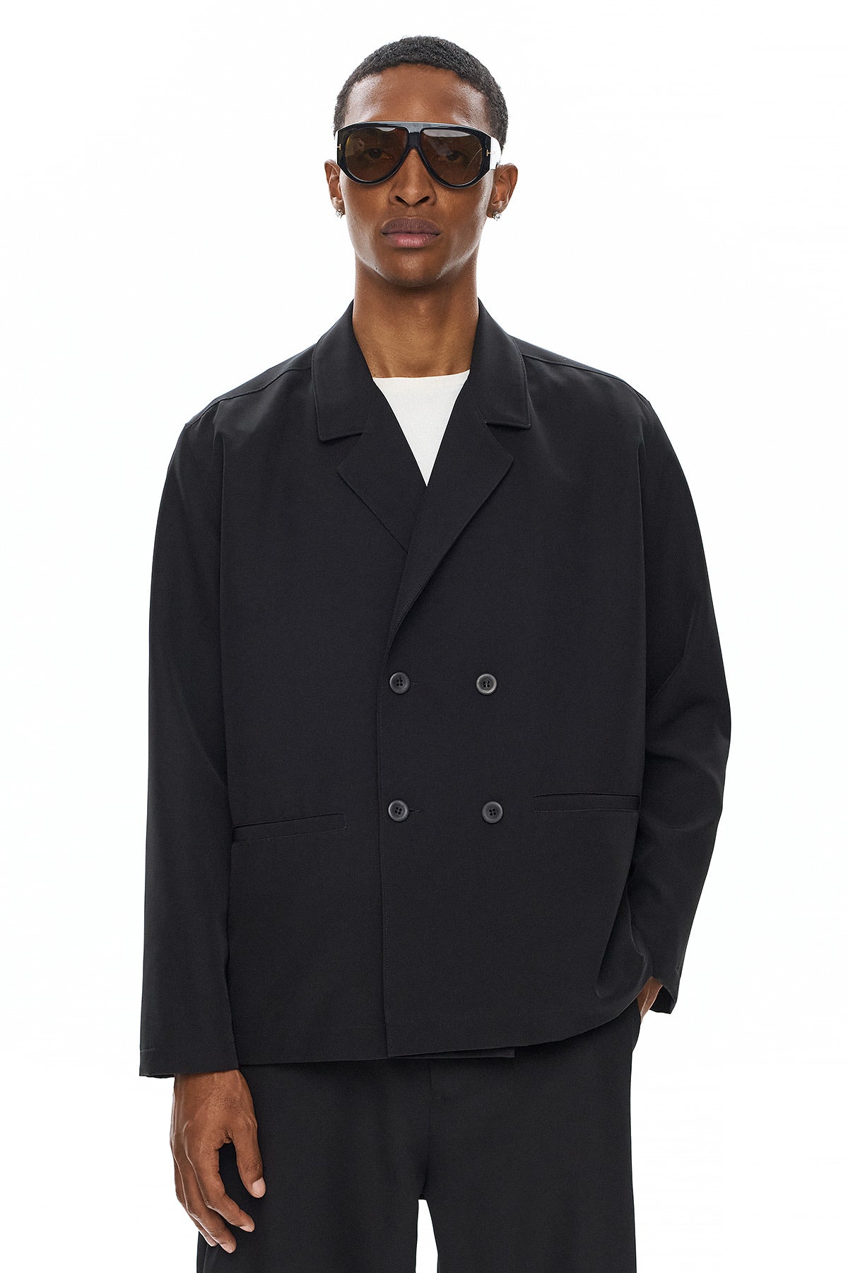KAGE Double-Breasted Jacket - Black - GEKKOU
