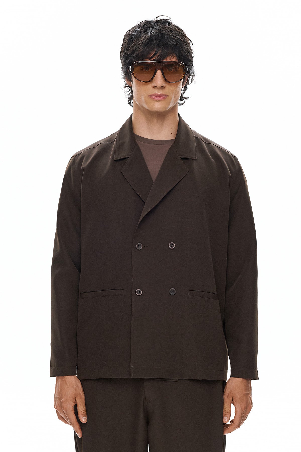 KAGE Double-Breasted Jacket - Brown - GEKKOU