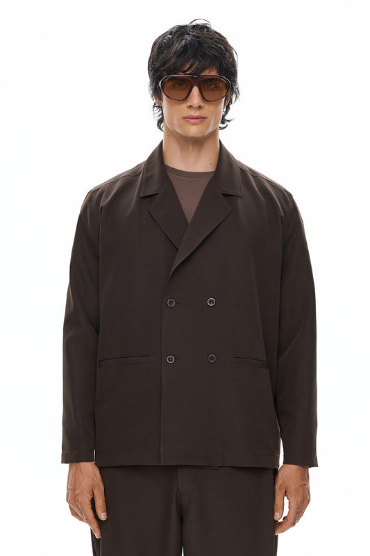 KAGE Double-Breasted Jacket - Brown - GEKKOU