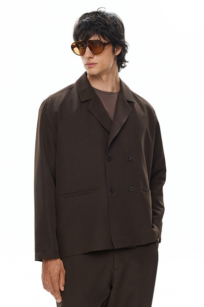 KAGE Double-Breasted Jacket - Brown - GEKKOU