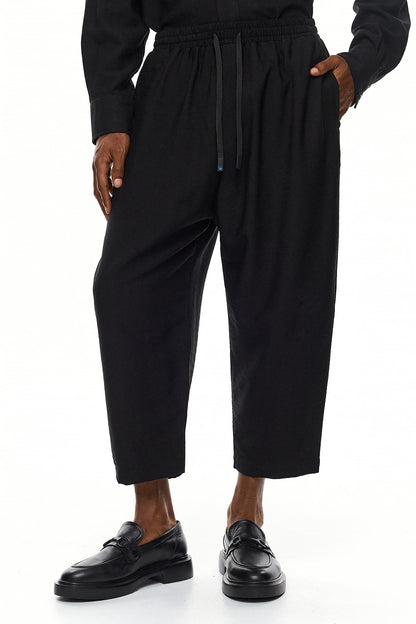 RIN Relaxed Cropped Japan Trousers – Black