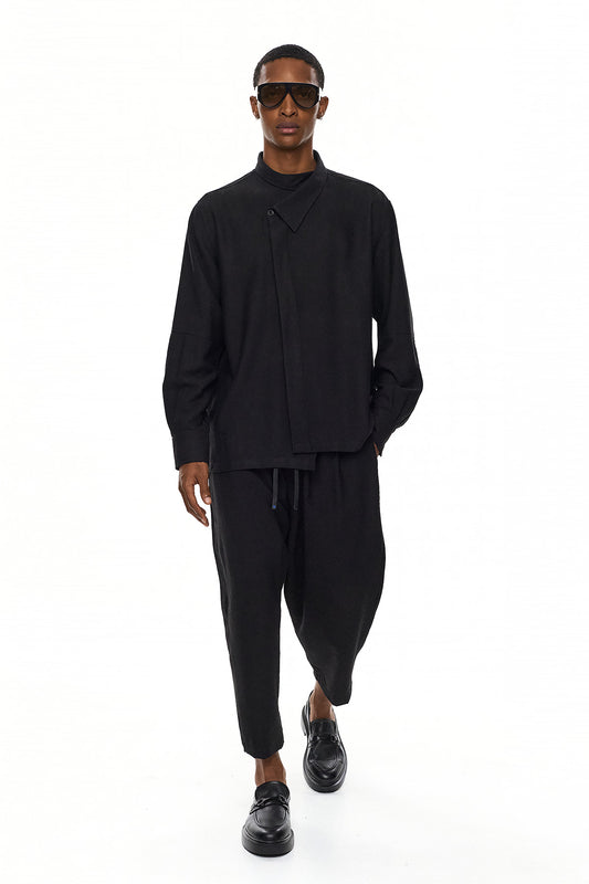 RIN Relaxed Cropped Japan Trousers – Black