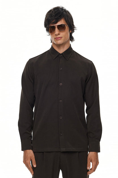 SEIJAKU Relaxed Long-Sleeve Shirt – Brown