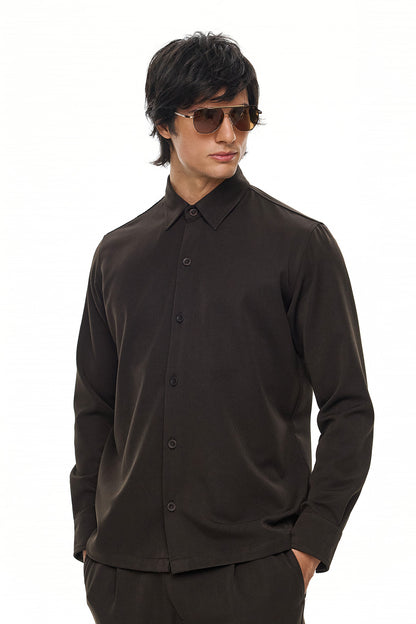 SEIJAKU Relaxed Long-Sleeve Shirt – Brown