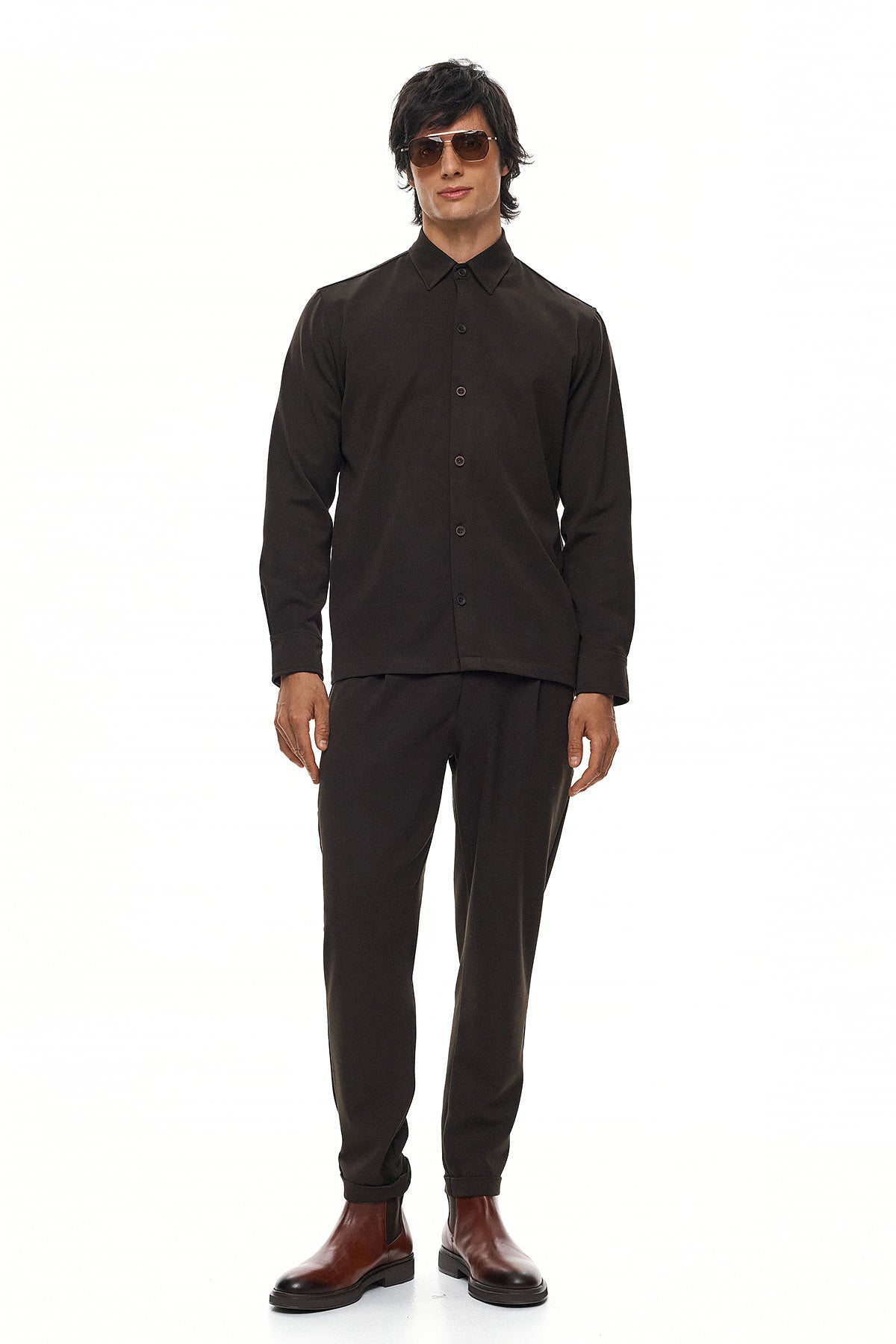 SEIJAKU Relaxed Long-Sleeve Shirt – Brown