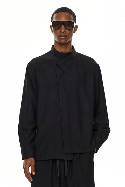 RIN Asymmetric Oversized Shirt – Black