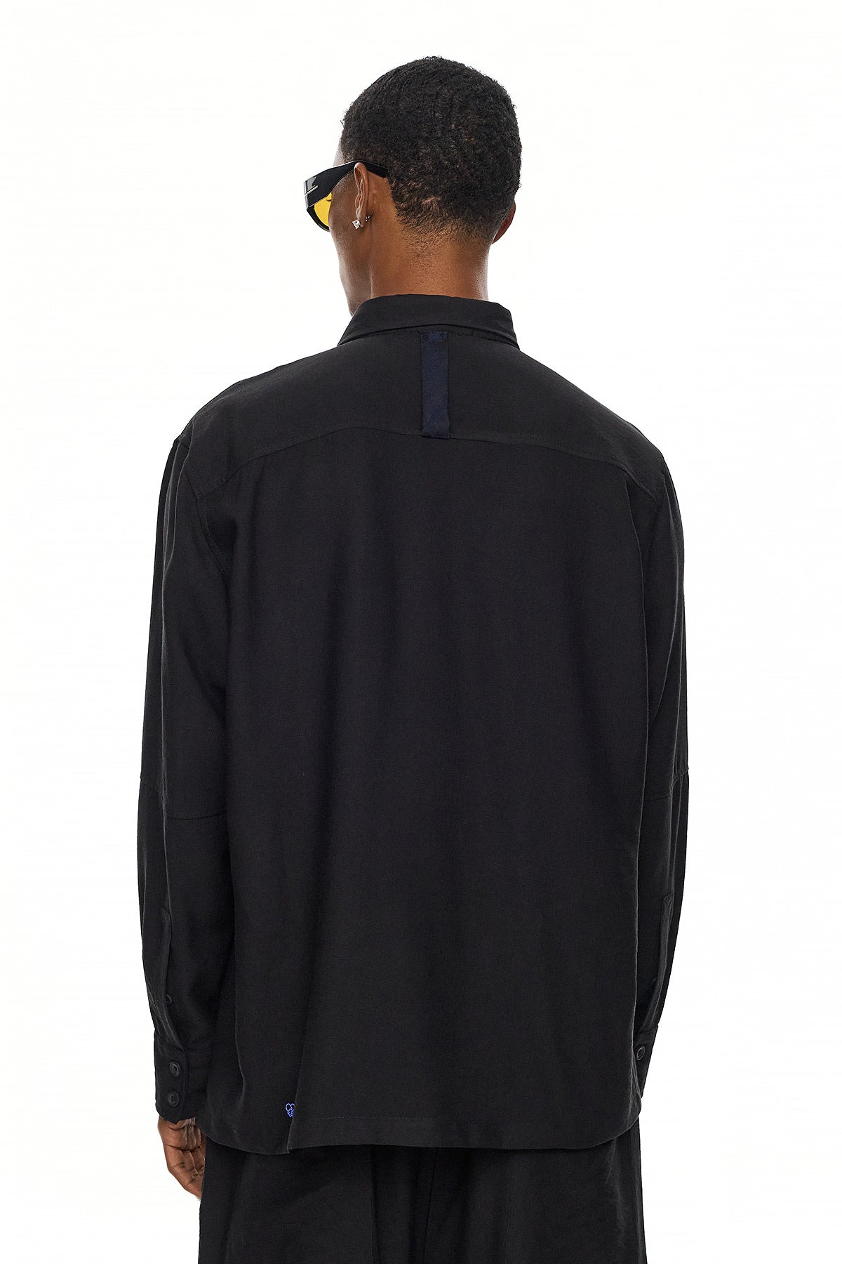RIN Asymmetric Oversized Shirt – Black