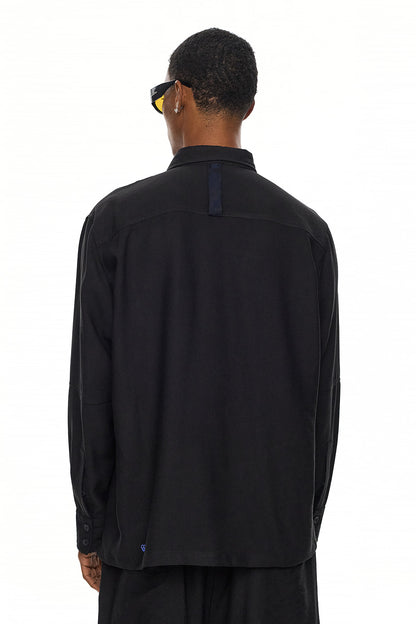 RIN Asymmetric Oversized Shirt – Black